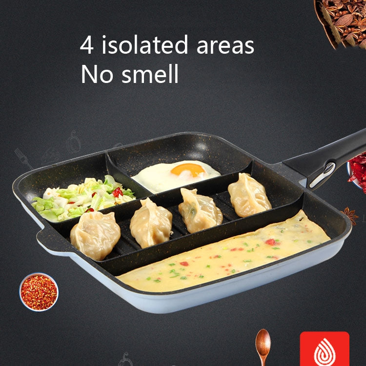 Multi-Grid Flat-Bottomed Frying Pan Multi-Function Three-In-One Dedicated Steak Pan Omelette Pan(Blue)