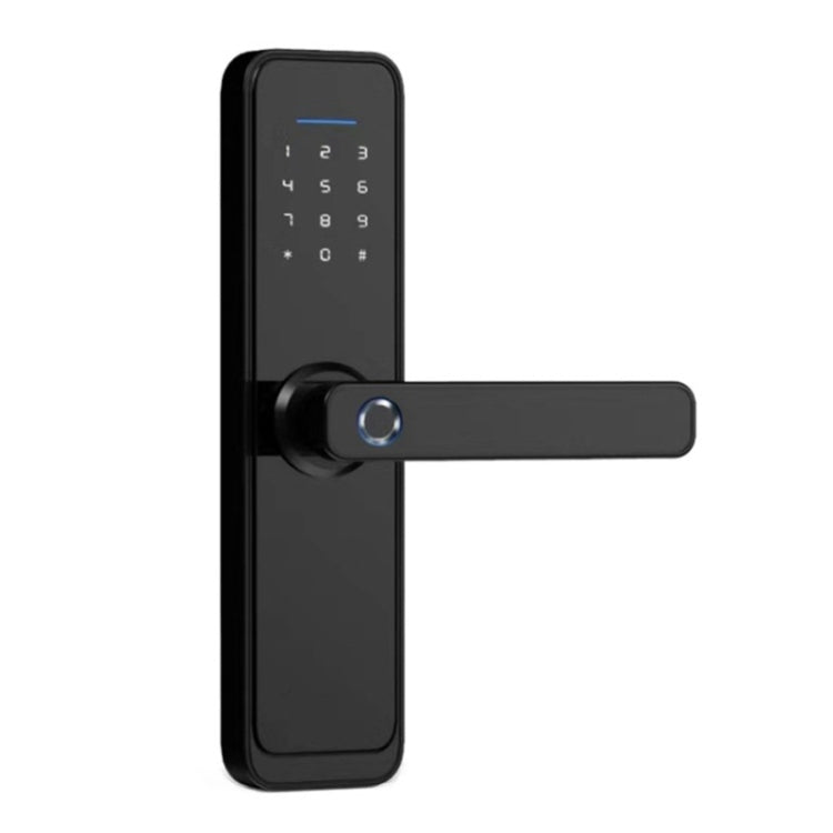 Smart Wifi Anti-Theft Fingerprint Password Lock Mobile Phone Remote Control Electronic Door Lock Magnetic Card Lock, Specification: SM-SL608 Semi-automatic Black