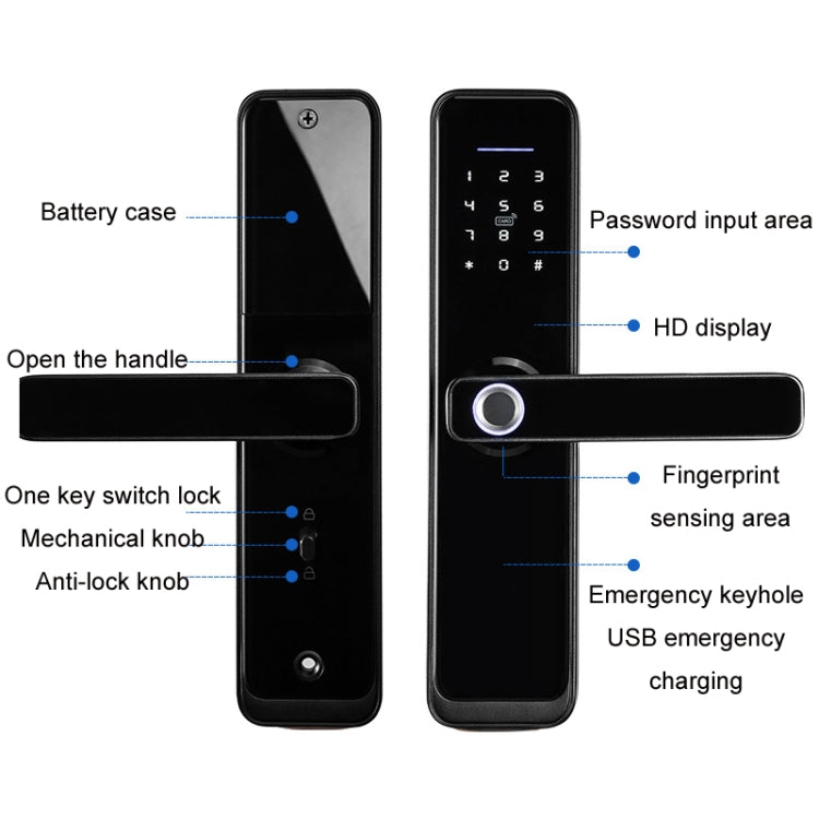 Smart Wifi Anti-Theft Fingerprint Password Lock Mobile Phone Remote Control Electronic Door Lock Magnetic Card Lock, Specification: SM-SL608 Semi-automatic Black