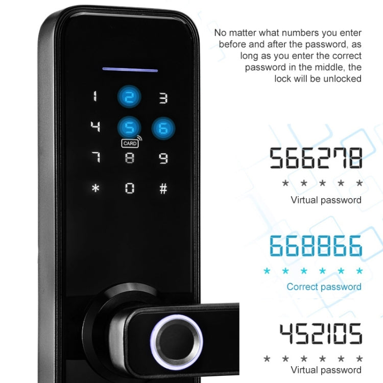 Smart Wifi Anti-Theft Fingerprint Password Lock Mobile Phone Remote Control Electronic Door Lock Magnetic Card Lock, Specification: SM-SL608 Semi-automatic Black