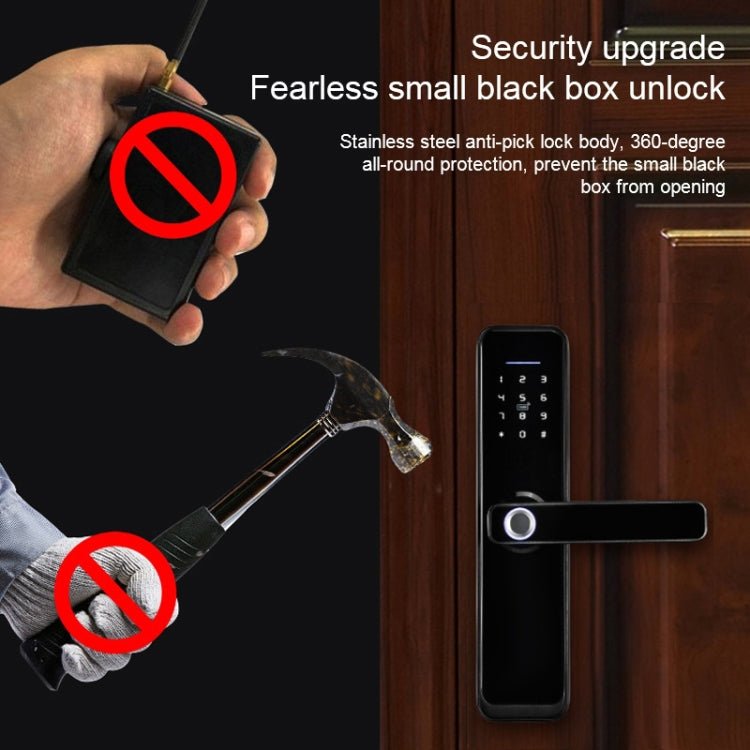 Smart Wifi Anti-Theft Fingerprint Password Lock Mobile Phone Remote Control Electronic Door Lock Magnetic Card Lock, Specification: SM-SL608 Semi-automatic Black