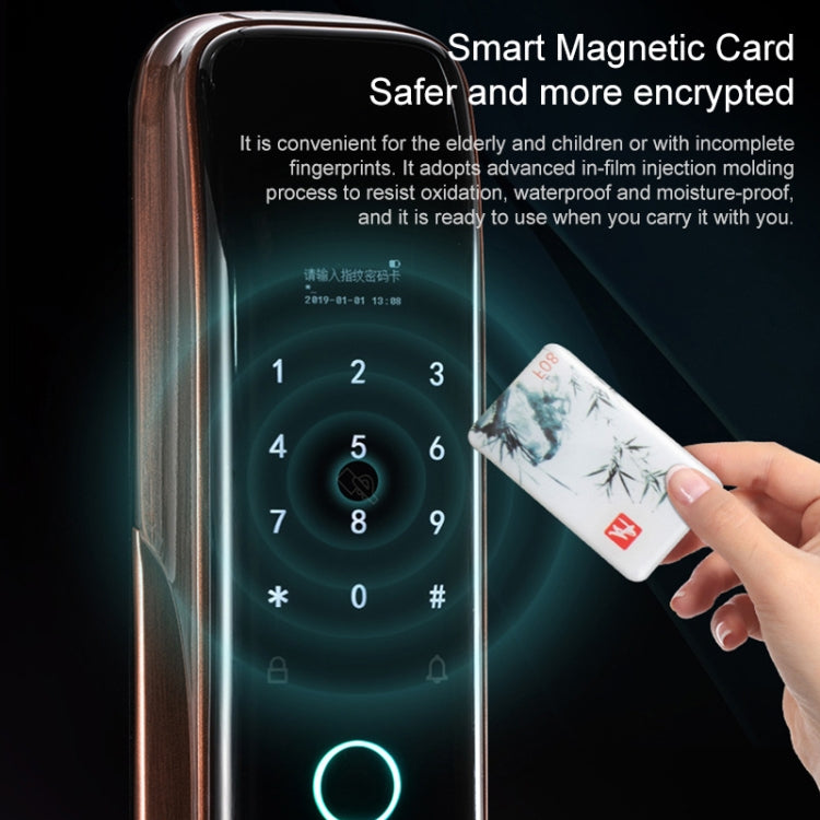 Smart Wifi Anti-Theft Fingerprint Password Lock Mobile Phone Remote Control Electronic Door Lock Magnetic Card Lock, Specification: SM-SL708 Semi-automatic Black