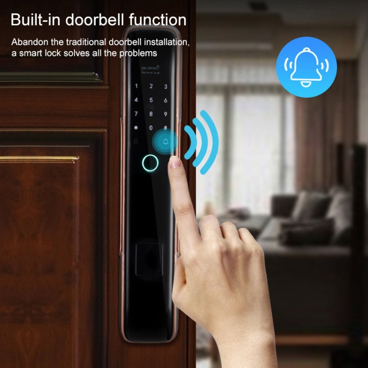 Smart Wifi Anti-Theft Fingerprint Password Lock Mobile Phone Remote Control Electronic Door Lock Magnetic Card Lock, Specification: SM-SL708 Semi-automatic Black