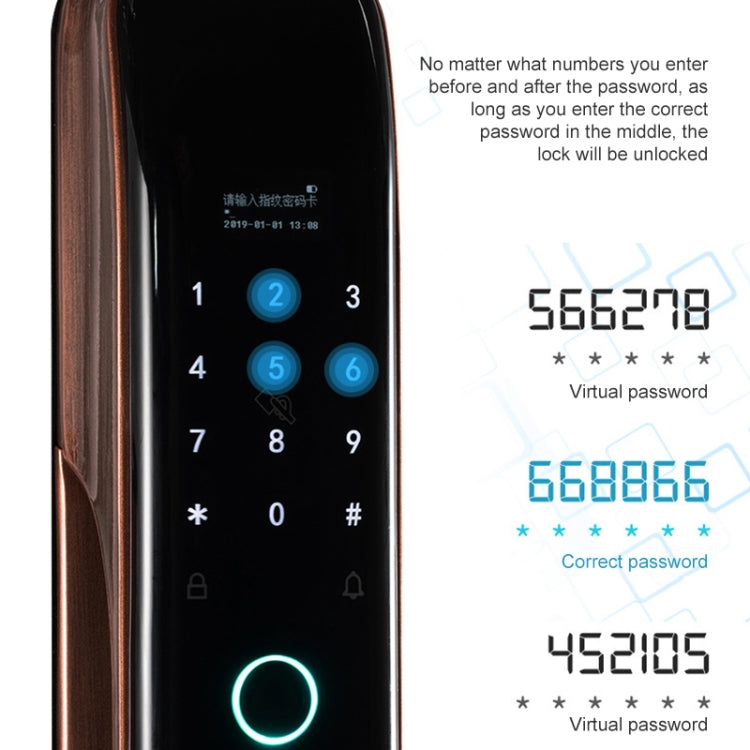Smart Wifi Anti-Theft Fingerprint Password Lock Mobile Phone Remote Control Electronic Door Lock Magnetic Card Lock, Specification: SM-SL808 Automatic Black