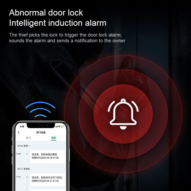Smart Wifi Anti-Theft Fingerprint Password Lock Mobile Phone Remote Control Electronic Door Lock Magnetic Card Lock, Specification: SM-SL808 Automatic Black