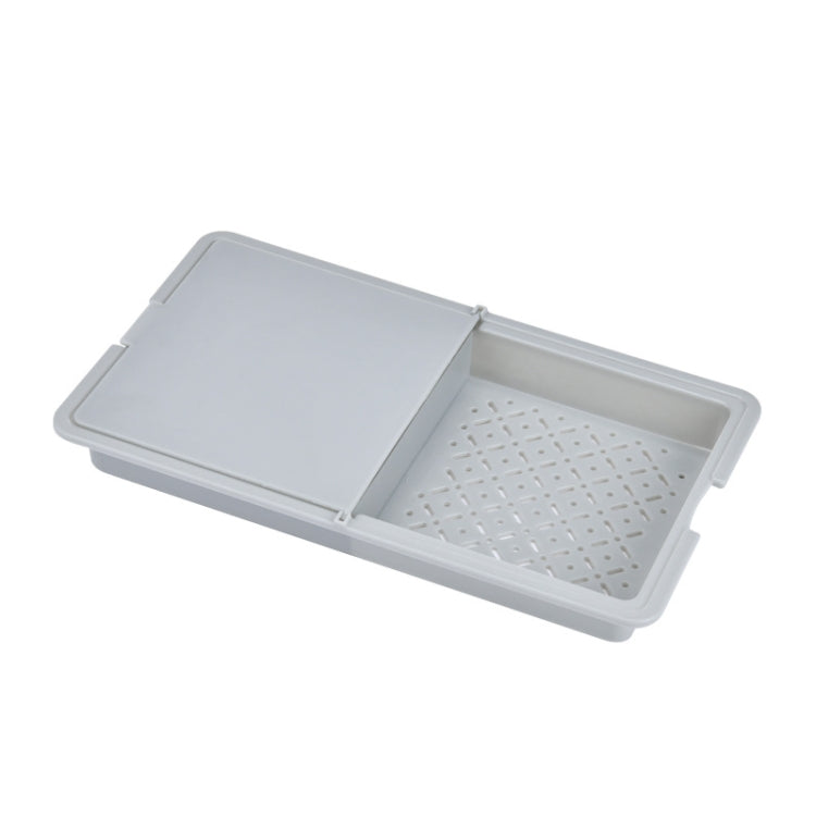 3 PCS Household Multifunctional Folding Three-In-One Vegetable Washing & Cutting Board Storage Basket, Shape: Square(Gray)