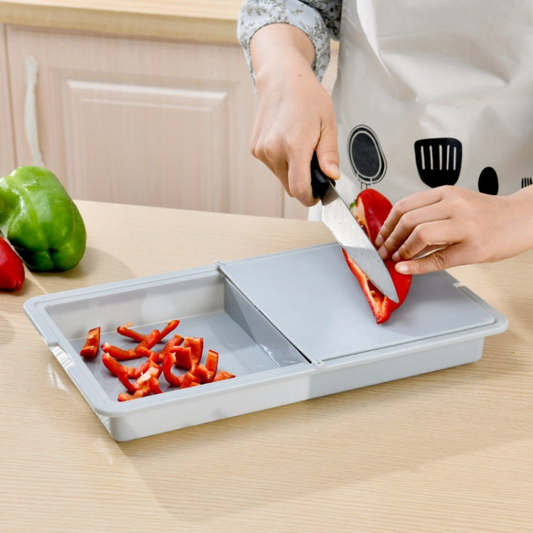 3 PCS Household Multifunctional Folding Three-In-One Vegetable Washing & Cutting Board Storage Basket, Shape: Square(Gray)