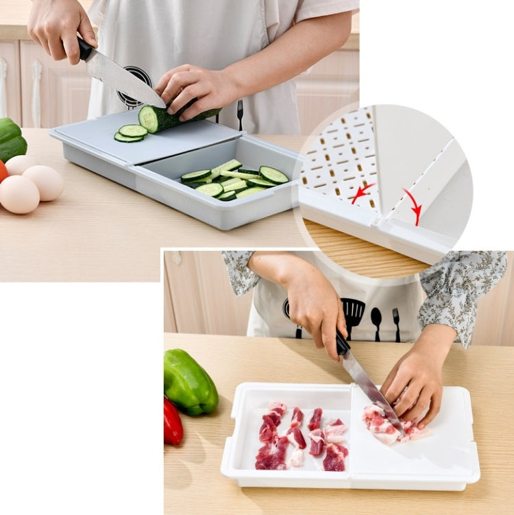 3 PCS Household Multifunctional Folding Three-In-One Vegetable Washing & Cutting Board Storage Basket, Shape: Square(Gray)