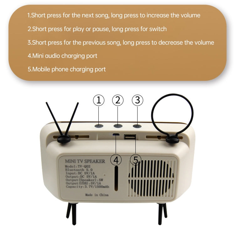 TV-JCZN-010 Desktop Retro Bluetooth Speaker with Holder