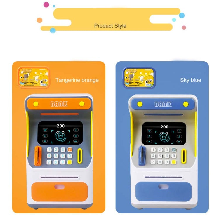 Simulation Face Recognition ATM Cash Deposit Box Simulation Password Automatic Rolling Money Safe Deposit Box, Colour: Blue (Charging Version)