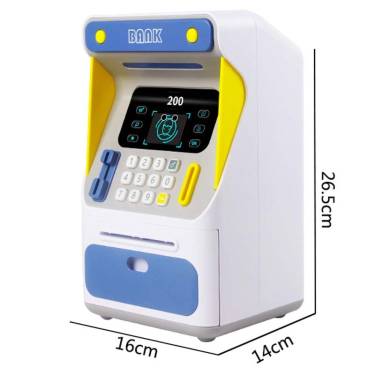 Simulation Face Recognition ATM Cash Deposit Box Simulation Password Automatic Rolling Money Safe Deposit Box, Colour: Blue (Charging Version)