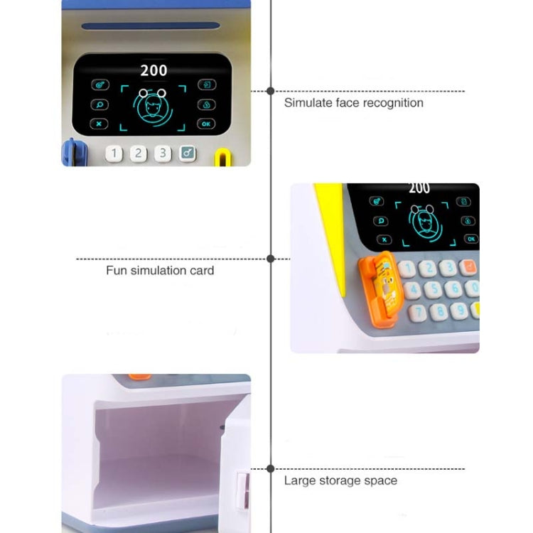 Simulation Face Recognition ATM Cash Deposit Box Simulation Password Automatic Rolling Money Safe Deposit Box, Colour: Blue (Charging Version)