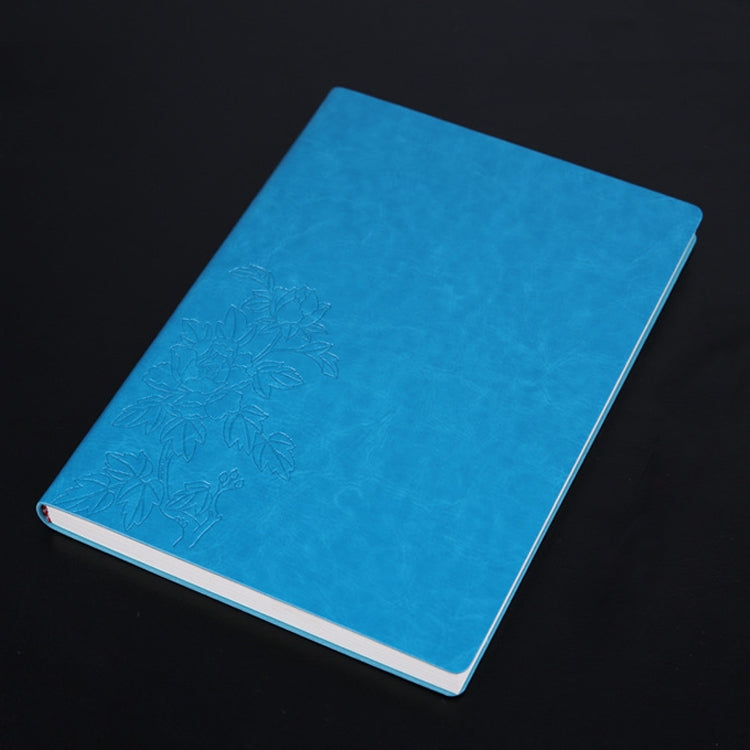 3 PCS Notebook Student Notepad Diary Book Business Record Book PU Notebook, Cover color: A5 Embossed Aquamarine Blue