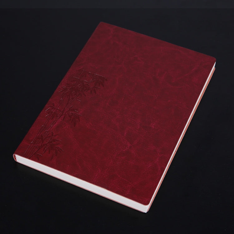 3 PCS Notebook Student Notepad Diary Book Business Record Book PU Notebook, Cover color: A5 Embossed Bitter Tea Red