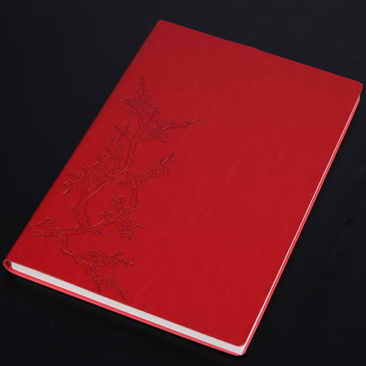 3 PCS Notebook Student Notepad Diary Book Business Record Book PU Notebook, Cover color: B5 Embossed Cockscomb Red