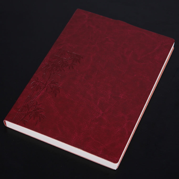 3 PCS Notebook Student Notepad Diary Book Business Record Book PU Notebook, Cover color: B5 Embossed Bitter Tea Red