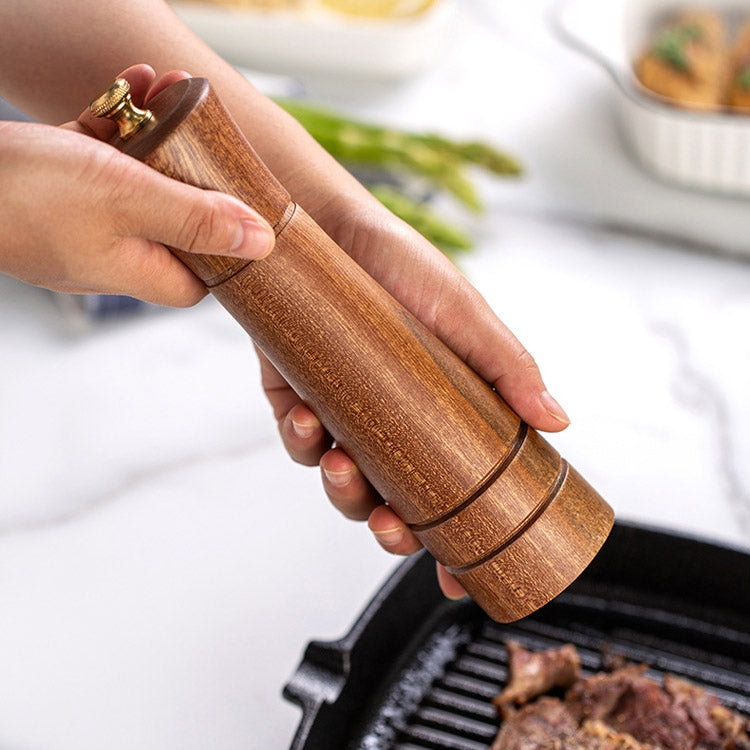 Wood Pepper Grinder Kitchen Household Manual Solid Pepper Powder Black Pepper Mill Grinder Bottle Seasoning Jar, Specification: 8 inch
