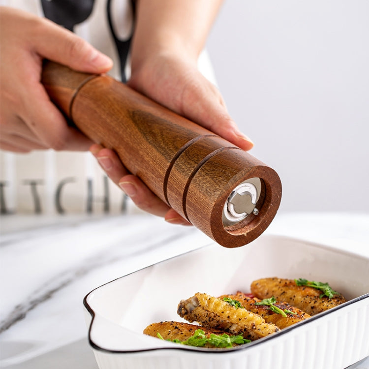 Wood Pepper Grinder Kitchen Household Manual Solid Pepper Powder Black Pepper Mill Grinder Bottle Seasoning Jar, Specification: 8 inch
