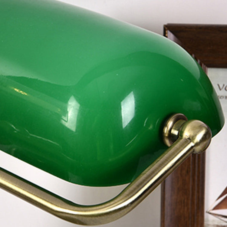 Green Lampshade Bedroom Reading Eye Protection Retro Bedside Table Lamp without Light Source, Size: UK Plug
