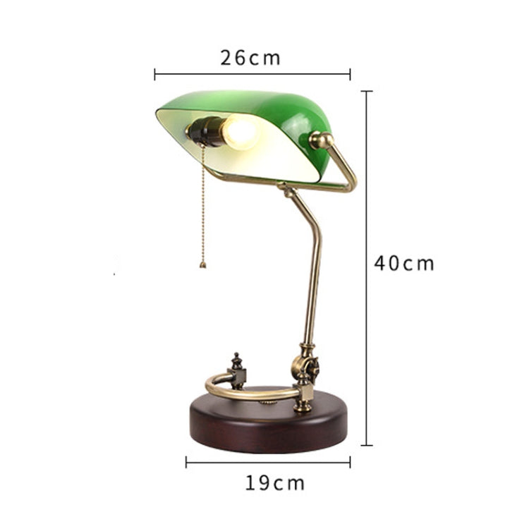 Green Lampshade Bedroom Reading Eye Protection Retro Bedside Table Lamp without Light Source, Size: US Plug