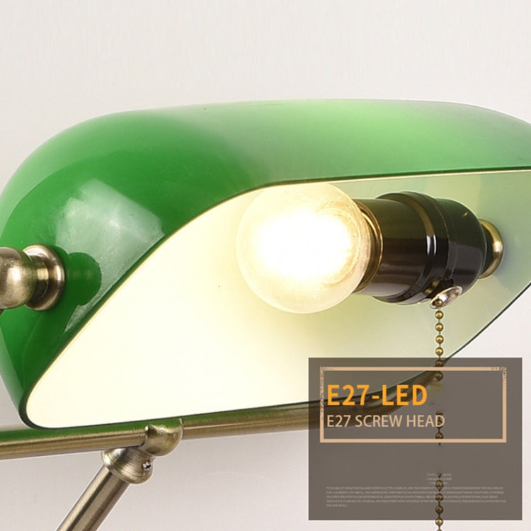 Green Lampshade Bedroom Reading Eye Protection Retro Bedside Table Lamp without Light Source, Size: US Plug