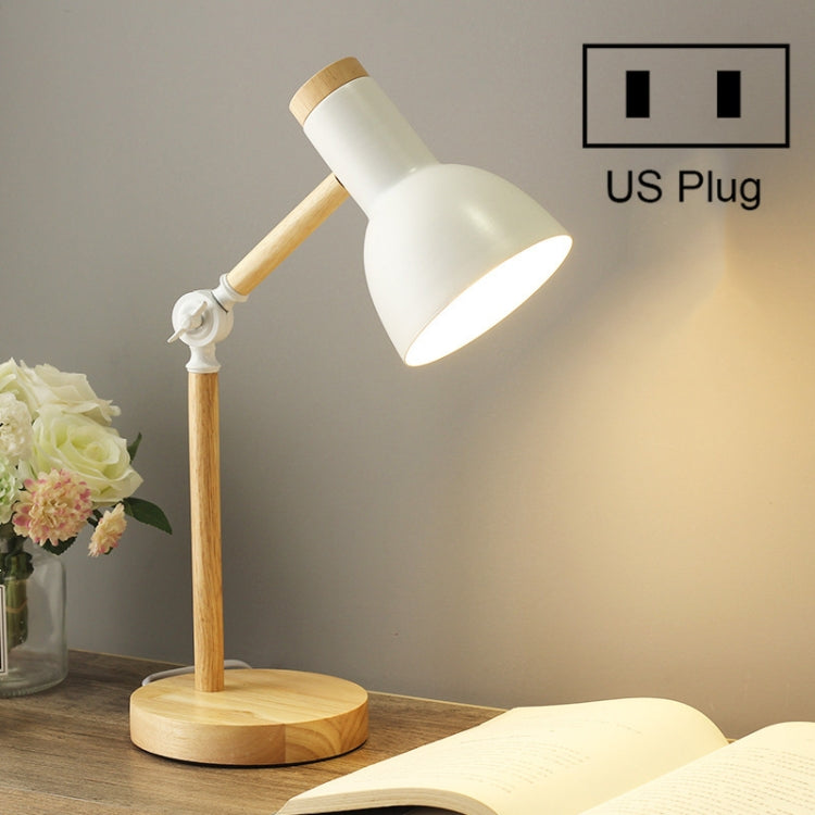 T1062 Dormitory Eye Protection Desk Lamp Bbedroom Bedside Wood Lamp, Power source: US Plug