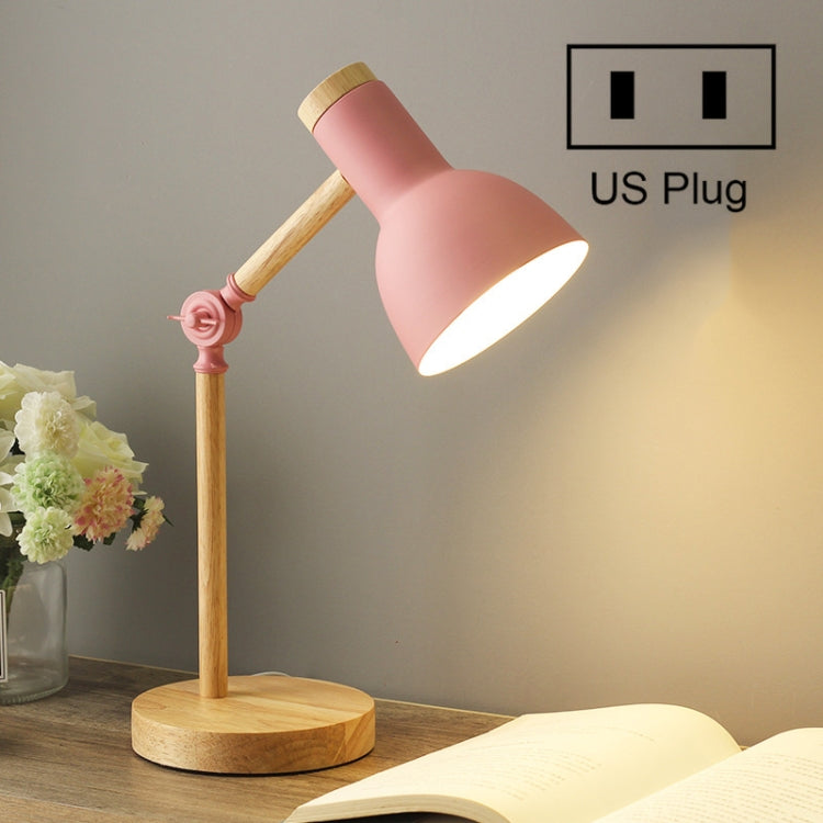 T1062 Dormitory Eye Protection Desk Lamp Bbedroom Bedside Wood Lamp, Power source: US Plug