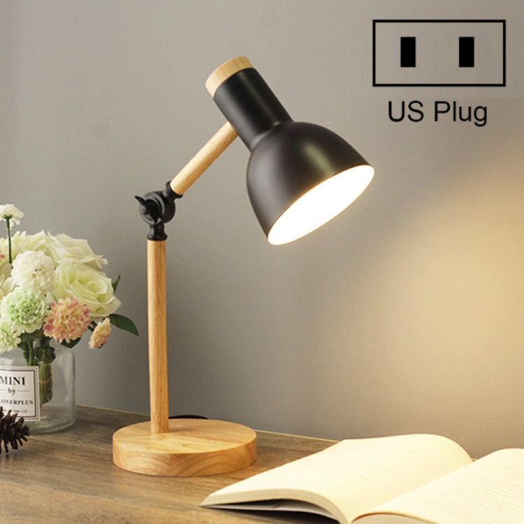 T1062 Dormitory Eye Protection Desk Lamp Bbedroom Bedside Wood Lamp, Power source: US Plug