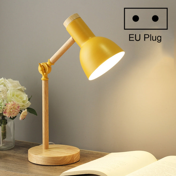 T1062 Dormitory Eye Protection Desk Lamp Bedroom Bedside Wood Lamp, Power source: EU Plug