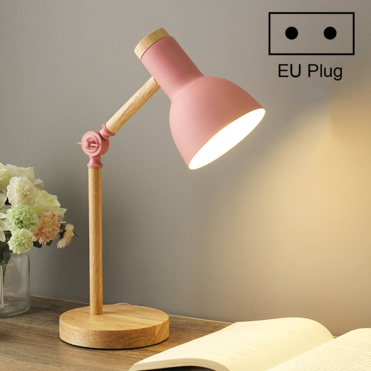 T1062 Dormitory Eye Protection Desk Lamp Bedroom Bedside Wood Lamp, Power source: EU Plug