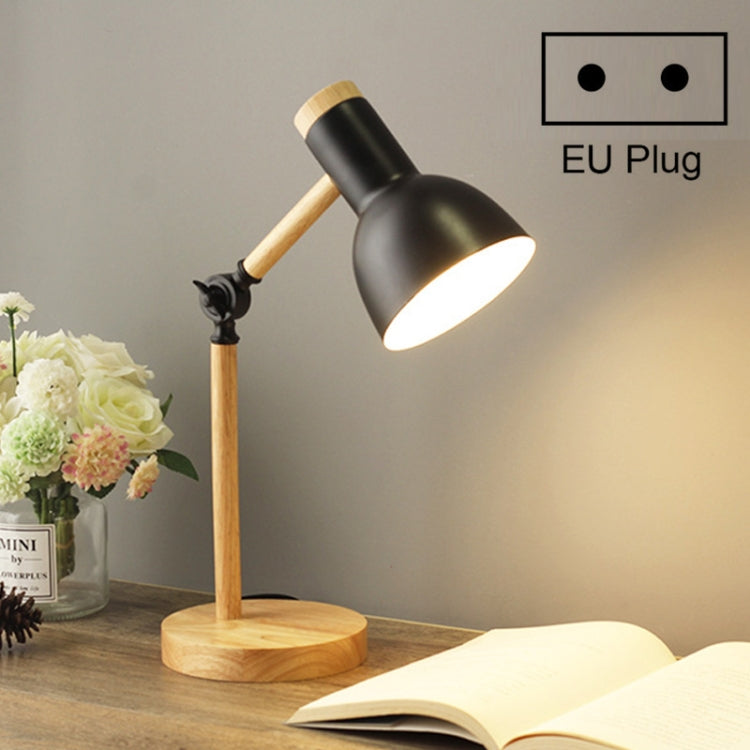 T1062 Dormitory Eye Protection Desk Lamp Bedroom Bedside Wood Lamp, Power source: EU Plug