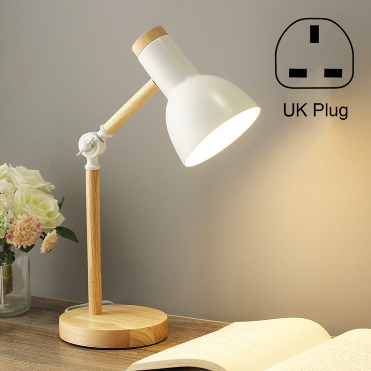 T1062 Dormitory Eye Protection Desk Lamp Bbedroom Bedside Wood Lamp, Power source: UK Plug