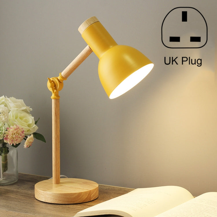 T1062 Dormitory Eye Protection Desk Lamp Bbedroom Bedside Wood Lamp, Power source: UK Plug