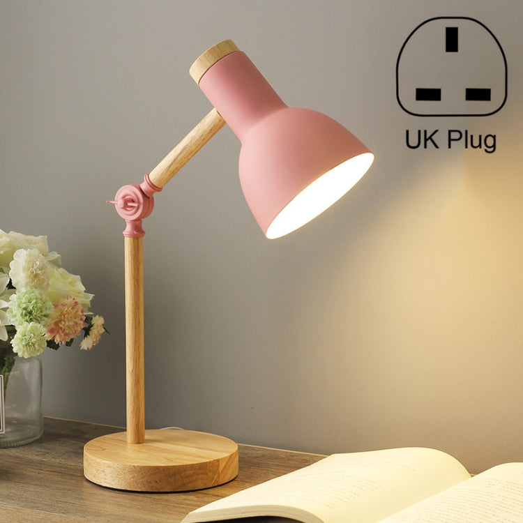 T1062 Dormitory Eye Protection Desk Lamp Bbedroom Bedside Wood Lamp, Power source: UK Plug
