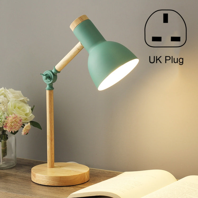 T1062 Dormitory Eye Protection Desk Lamp Bbedroom Bedside Wood Lamp, Power source: UK Plug