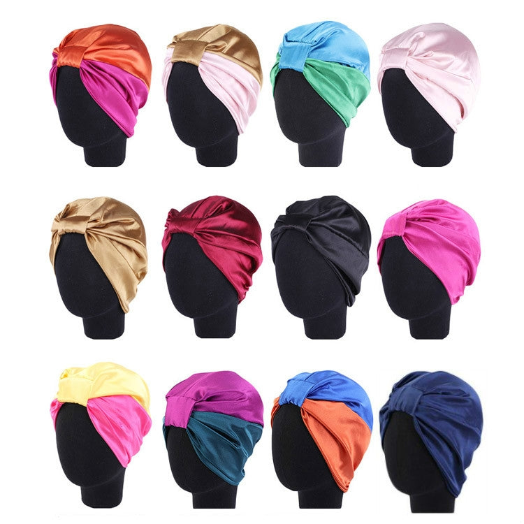 3 PCS TJM-433 Double Layer Elastic Headscarf Hat Silk Night Cap Hair Care Cap Chemotherapy Hat, Size:  M (56-58cm)