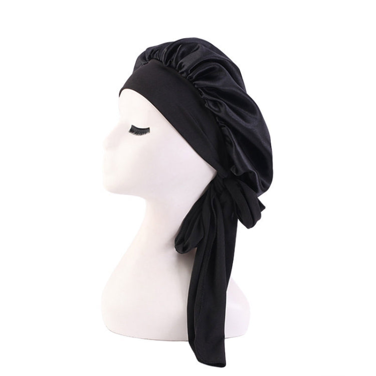 3 PCS TJM-301-1 Faux Silk Adjustable Stretch Wide-Brimmed Night Hat Satin Ribbon Round Hat Shower Cap Hair Care Hat, Size: Free Size