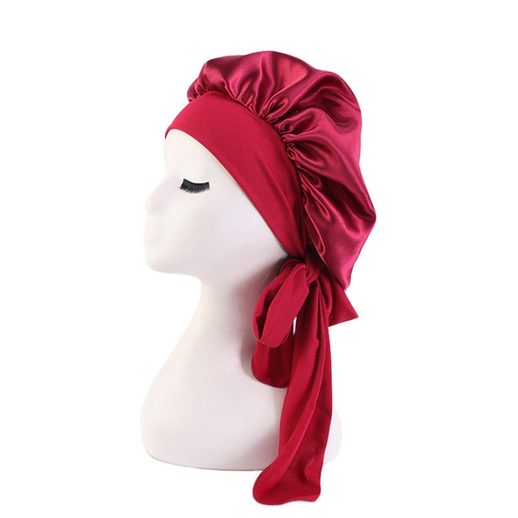3 PCS TJM-301-1 Faux Silk Adjustable Stretch Wide-Brimmed Night Hat Satin Ribbon Round Hat Shower Cap Hair Care Hat, Size: Free Size