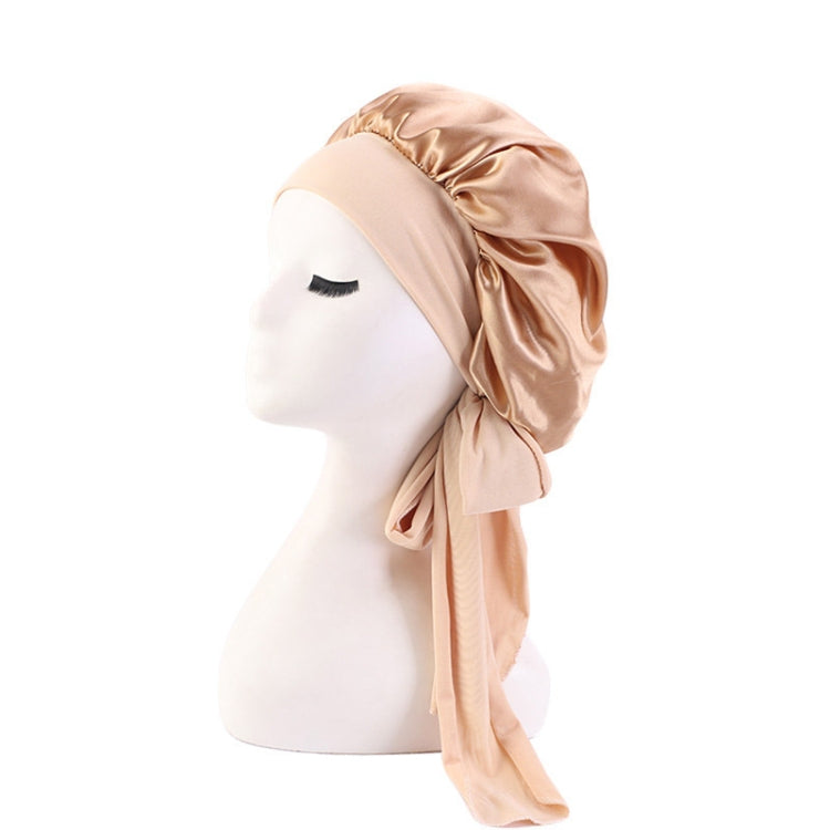 3 PCS TJM-301-1 Faux Silk Adjustable Stretch Wide-Brimmed Night Hat Satin Ribbon Round Hat Shower Cap Hair Care Hat, Size: Free Size