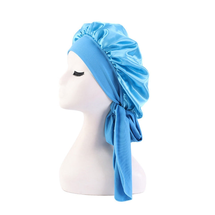 3 PCS TJM-301-1 Faux Silk Adjustable Stretch Wide-Brimmed Night Hat Satin Ribbon Round Hat Shower Cap Hair Care Hat, Size: Free Size