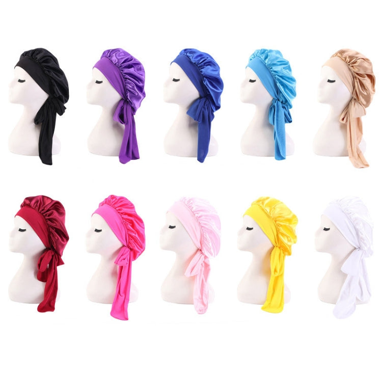 3 PCS TJM-301-1 Faux Silk Adjustable Stretch Wide-Brimmed Night Hat Satin Ribbon Round Hat Shower Cap Hair Care Hat, Size: Free Size