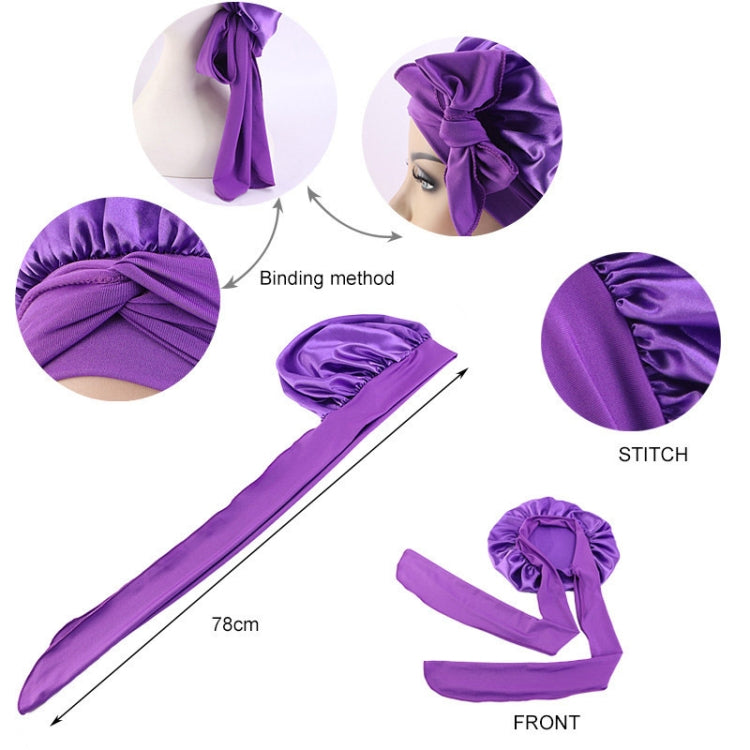 3 PCS TJM-301-1 Faux Silk Adjustable Stretch Wide-Brimmed Night Hat Satin Ribbon Round Hat Shower Cap Hair Care Hat, Size: Free Size