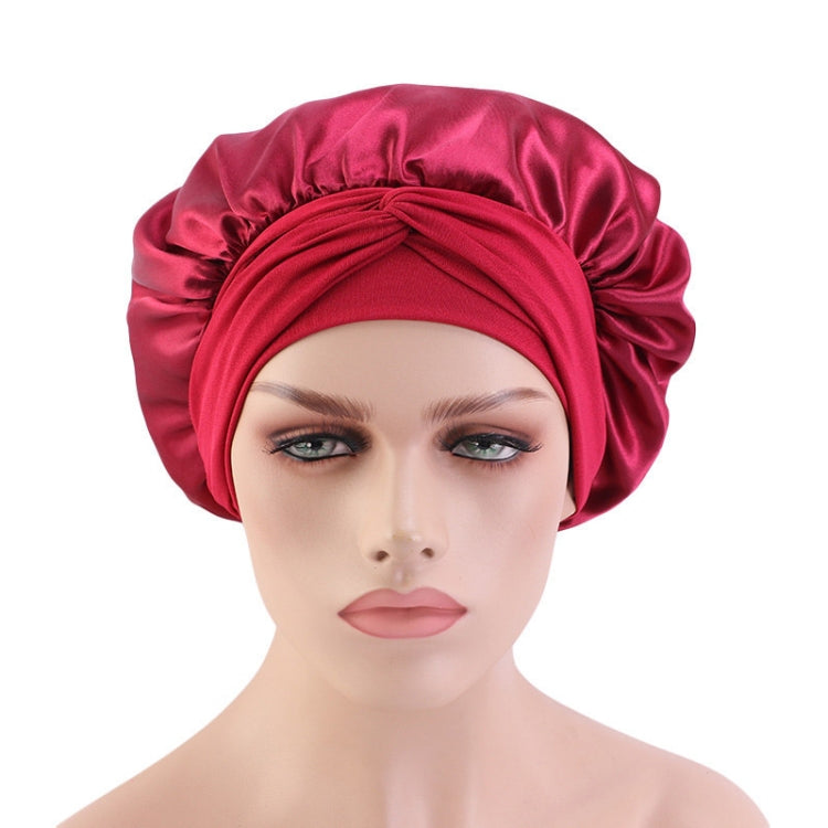 3 PCS TJM-301-1 Faux Silk Adjustable Stretch Wide-Brimmed Night Hat Satin Ribbon Round Hat Shower Cap Hair Care Hat, Size: Free Size