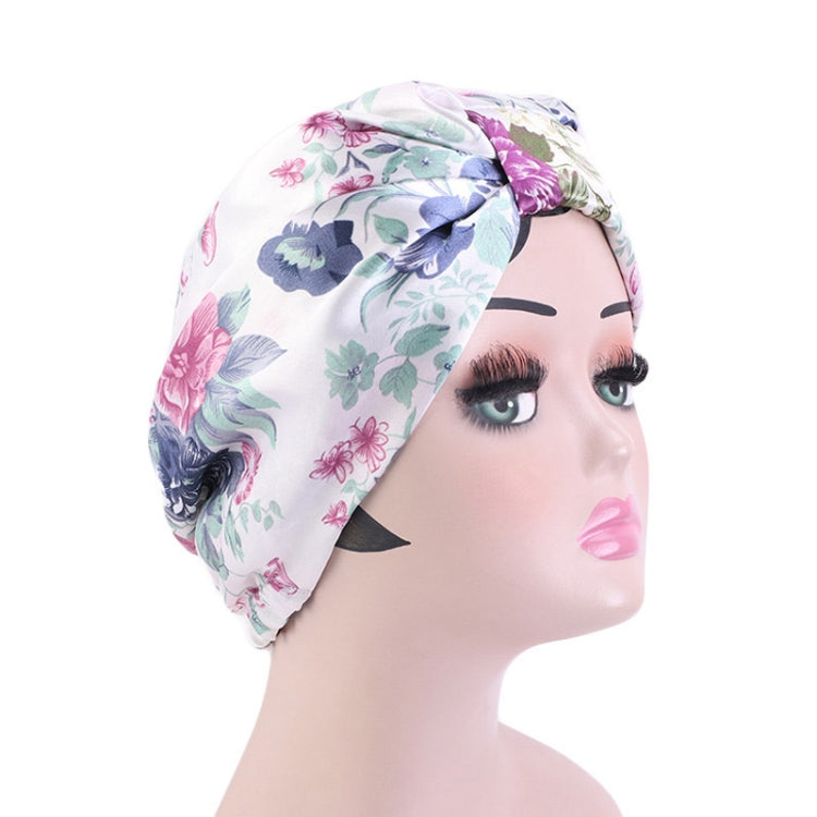 3 PCS TJM-470 Satin Printed Double-Layer Turban Cap Silk Night Cap Hair Care Cap Chemotherapy Hat, Size: One Size