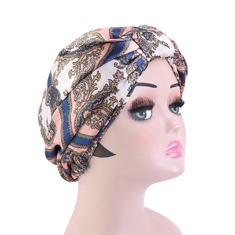 3 PCS TJM-470 Satin Printed Double-Layer Turban Cap Silk Night Cap Hair Care Cap Chemotherapy Hat, Size: One Size