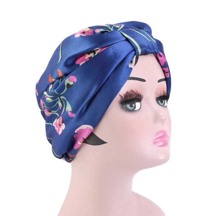 3 PCS TJM-470 Satin Printed Double-Layer Turban Cap Silk Night Cap Hair Care Cap Chemotherapy Hat, Size: One Size