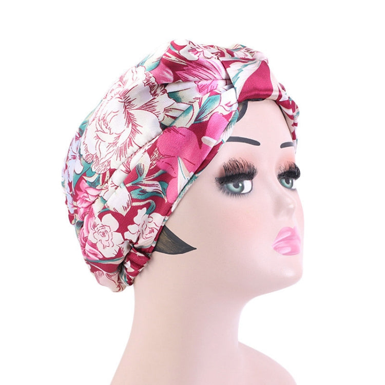 3 PCS TJM-470 Satin Printed Double-Layer Turban Cap Silk Night Cap Hair Care Cap Chemotherapy Hat, Size: One Size