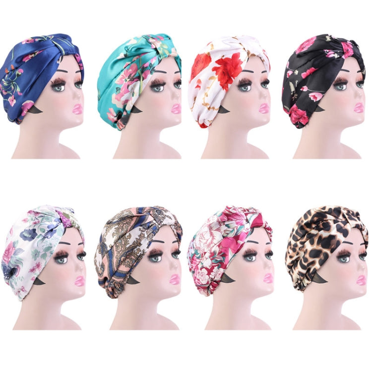3 PCS TJM-470 Satin Printed Double-Layer Turban Cap Silk Night Cap Hair Care Cap Chemotherapy Hat, Size: One Size