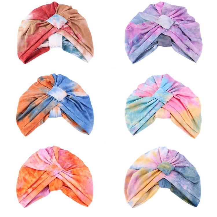 3 PCS TJM-469A Tie-Dye Turban Hats Toe Cap Cotton Knotted Night Cap Nursing Cap, Size: One Size