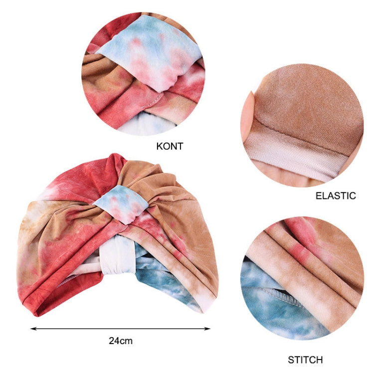 3 PCS TJM-469A Tie-Dye Turban Hats Toe Cap Cotton Knotted Night Cap Nursing Cap, Size: One Size